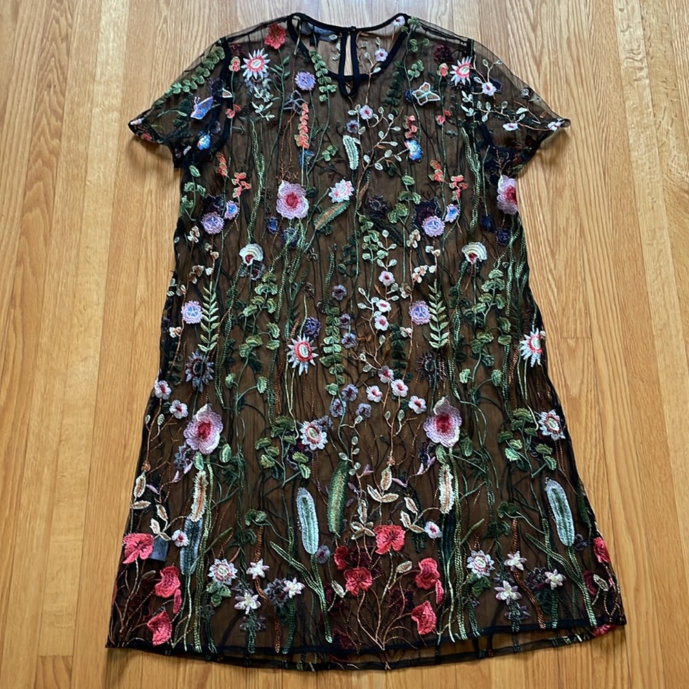 Sheer Embroidered Mini Dress - Picture 3 of 3